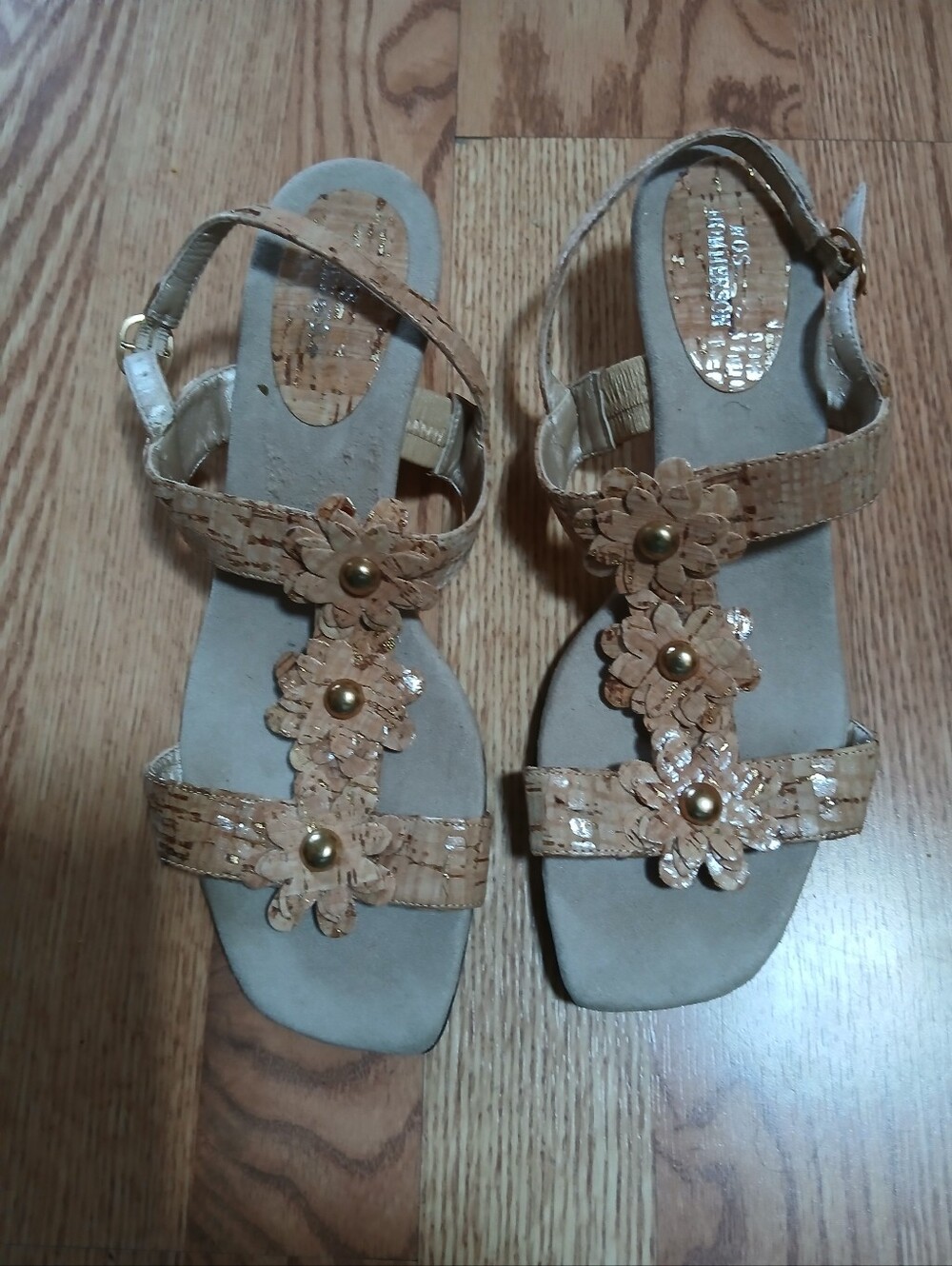 Ros Hommerson Wanda Cork T-Strap Wedge Sandals Sz:9